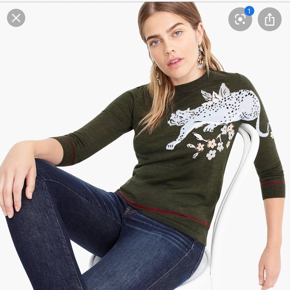 Jcrew Intarsia Cheetah Tippi Sweater 